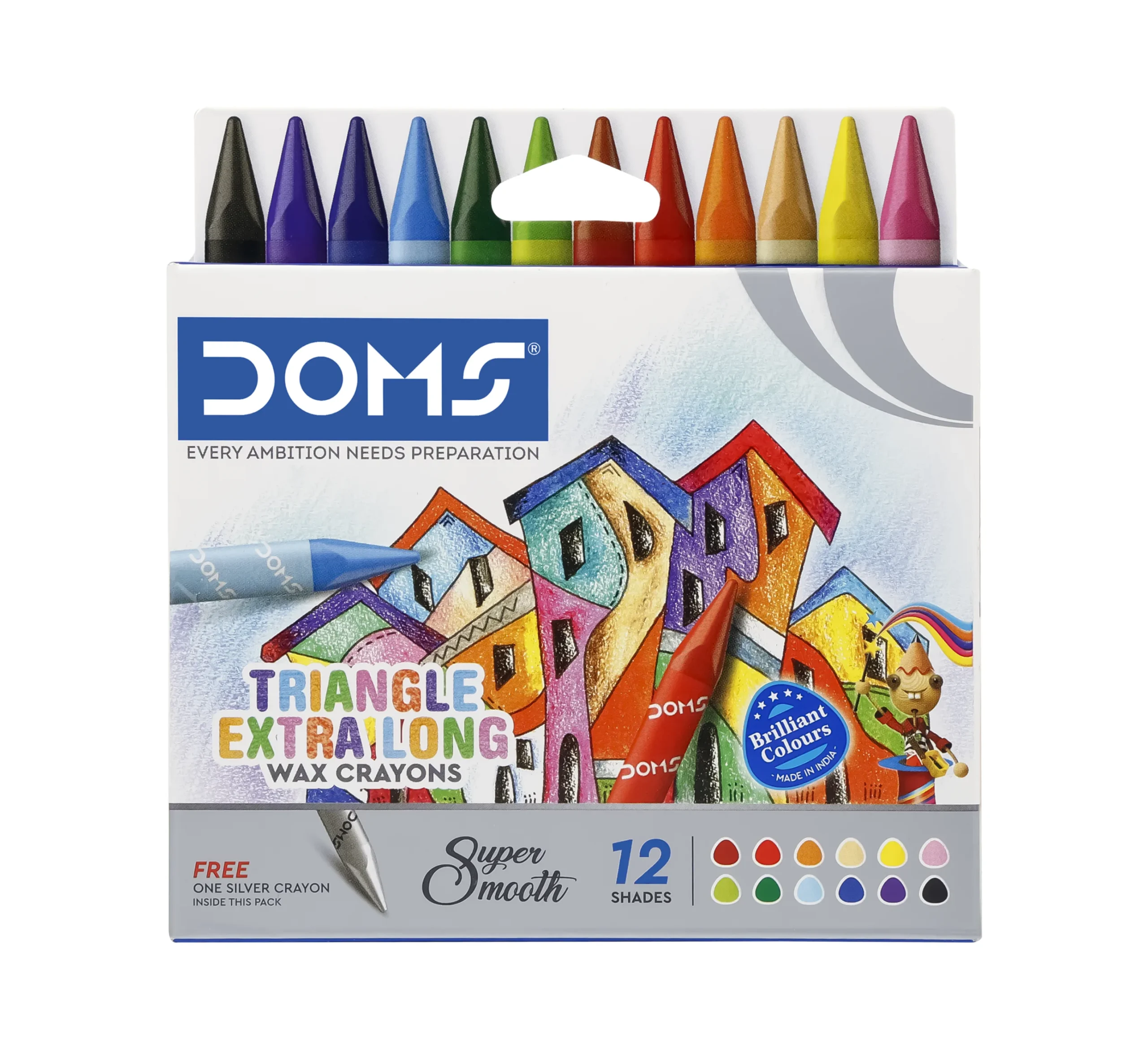 DOMS Tri Extra Long Wax Crayons